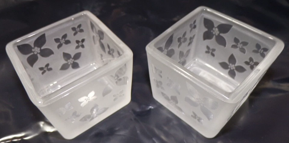 PartyLite FRUIT FANTASY Votive Holder Duo #P7514U - Frosted Floral