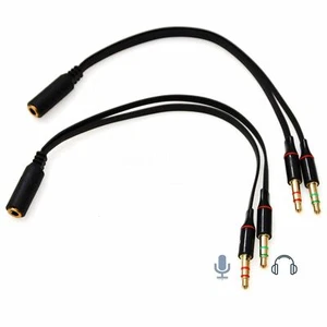 2x AUX Mic+Headphone 3.5 mm Plug 2To1 Jack Joiner Combiner For Laptop Desktop - Picture 1 of 11