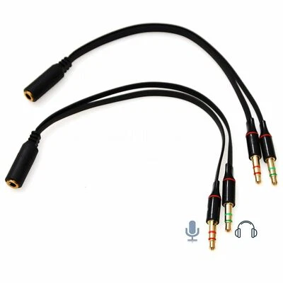 2x AUX Mic+Headphone 3.5 mm Plug 2To1 Jack Joiner Combiner For Laptop Desktop - Image 1 of 4