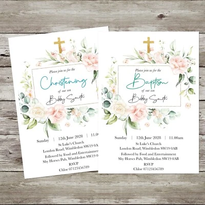 Personalised Christening Baptism Invitations Boys, holy communion, confirmation - Image 1 of 4