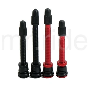 1Pair -Bike Bicycle Tubeless Valve Stem + Core Red Anodized 46mm/58mm,Red/Black - Picture 1 of 3