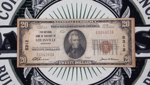 1929 $20 NB Kentucky National Currency *LOUISVILLE* KY Ch#5312 E004963A ECC&C - Picture 1 of 5