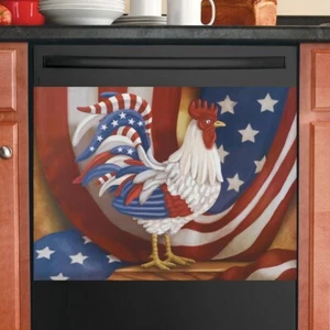 Patriotic Rooster w/ USA Flag 4th of July Kitchen Dishwasher Cover Magnet - Picture 1 of 1