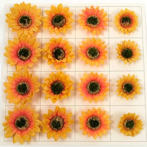 Teste di Girasole Artificiali Arancioni - Girasole in Finta Seta per Decorazione Matrimonio Fai da Te - Foto 1 di 14