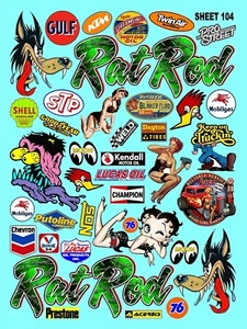 WHITE VINYL RACING Sticker SHEET 104 RAT ROD-R/C MODEL Die-cut 1/12-1/10 - Picture 1 of 9