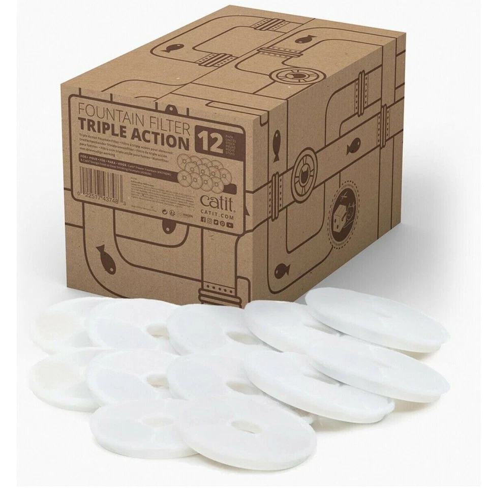 12 x Dreifachwirkender Trinkbrunnenfilter für Catit Trinkbrunnen - 43748