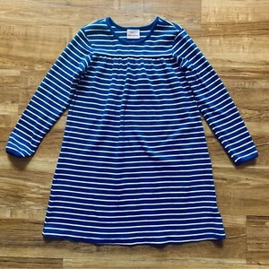 Hanna Andersson Girls 8 Blue White Striped LS Play Fit & Flare Shirt Dress 130cm - Picture 1 of 16