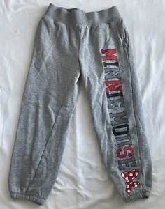 Minnie Mouse Disney Kids Sweatpants Jogger Fleece White Med Red Logo Size M - Picture 1 of 13