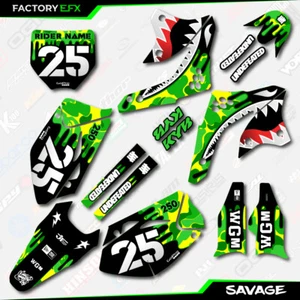 Green & Yellow Savage Camo Graphics Kit fits 06-08 Kawasaki KXF250 KXF 250 Decal - Picture 1 of 5