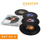 6pc Funny Coasters for Drinks,Retro Coasters w/Vinyl Record Holder for Bar Decor