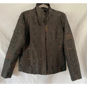 Chico's Embroidered Black and Brown Jacket - Blazer Chico's Size 1 - Medium - Picture 1 of 5
