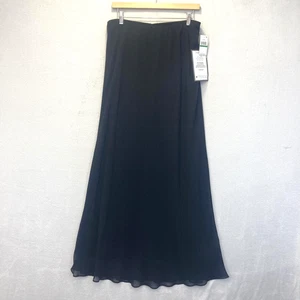 NWT Alex Evenings Chiffon Maxi Skirt Womens Large L Black Lined Goth Formal - Picture 1 of 12