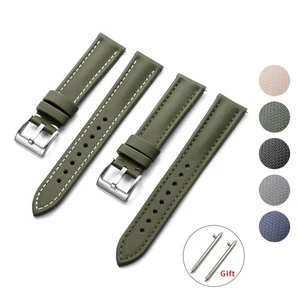 Correa de reloj de nailon de cuero de 18 19 mm 20 mm 21 mm 22 mm correa de repuesto de liberación rápida - Imagen 1 de 29