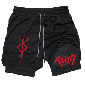 Pantalones Cortos Anime Berserk Performance Hombres 2 en 1 Correr Compresión Entrenamiento - Imagen 1 de 16