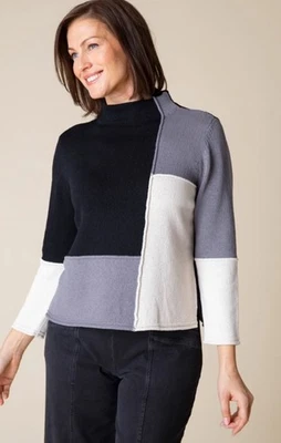 Suéter Habitat Mujer XL Yin Yang Bloque de Color Pullover Negro Gris Foto 1 de 4