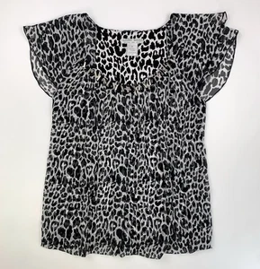 Maglione Alberto Makali manica ad aletta stropicciato stampa leopardata blusa M Y2k vintage - Foto 1 di 8
