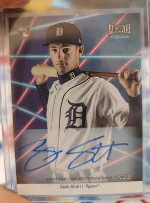 2022 Topps Archives Snapshots Zack Short Detroit Tigers Picture Day Auto /50  - Image 1 of 2