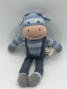 Organic Farm Buddies Plush Farmer Monkey Stuffed Baby Toy Blue overalls - Picture 1 of 5