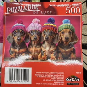 Dackel Welpen in Mützen - 500 Teile Deluxe Puzzle - Bild 1 von 4