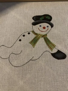 handpainted needlepoint canvas Snowman Funny Christmas 5” 18 Ct - Picture 1 of 1