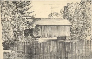 Dummerston,VT Covered Bridge Windham County Vermont Art Postcard - Picture 1 of 2
