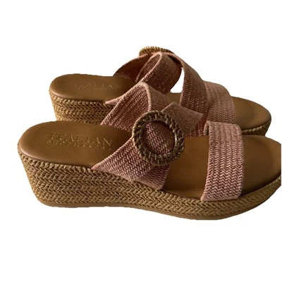 Sandalias italianas tejidas en coral para mujer talla 8 punta abierta  Foto 1 de 4