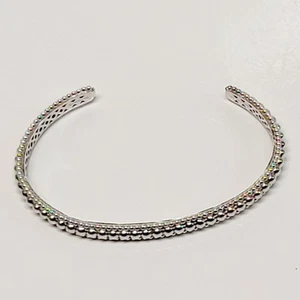 Gabriel & Co Sterling Silver Bujukan Beaded Open Bangle Cuff Bracelet .925 - Picture 1 of 9