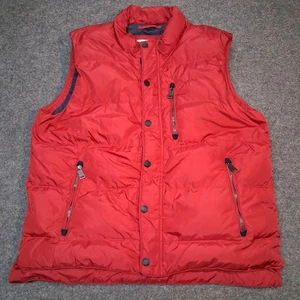 ORVIS Men's Duck Down Puffer Vest Sz L Red Button Front Zipper Pocket - Picture 1 of 14