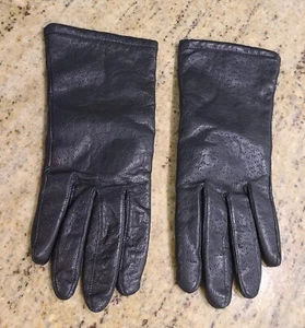 Guantes forrados de 9" de cuero suave negros talla M vintage para mujer - Imagen 1 de 23