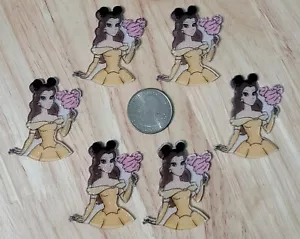 6 Pcs Lot princess belle Flatback Resin Cabochon Hair Bow Center Supplies. - Picture 1 of 1