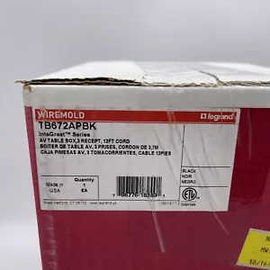 Legrand Wiremold TB672APBK A/V Table Box, 3 Recept, 12ft Cord, Black, Sealed - Picture 1 of 3