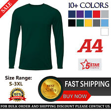 A4 Mens 100% 3.5oz Polyester Fabric Sprint Long Sleeves T-Shirt N3425 S-3XL