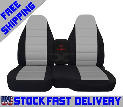 Truck seat covers cotton blk-silver center fits 91-97 FORD RANGER 60/40 hiback - Image 1 of 4