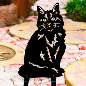 Cat Silhouette Home Decoration Statue Metal Art Garden Ornament Gifts Her Woman - Foto 1 di 48