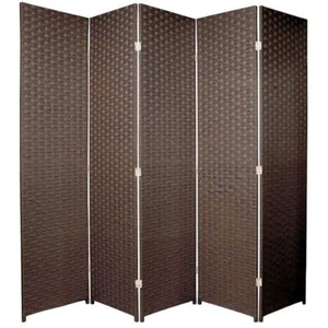 Woven Room Divider Screen Brown 5 Panel - Picture 1 of 1