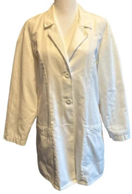 Meta Jacket Womens Sz 8 Medical Scrub Top White Two Pocket Read - Image 1 of 4