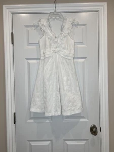 Nine West Womens White Cottage Core Ruffle Embroidered Fit & Flare Dress Size 2 - Picture 1 of 7