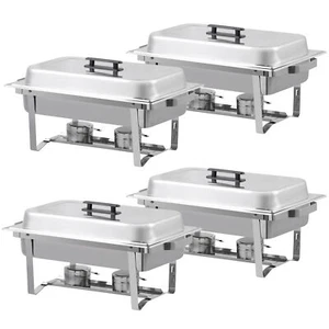 Paquete de 4 juegos de platos rozadores rozadores de acero inoxidable 8 QT catering calentador de alimentos - Imagen 1 de 24