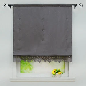 Roman Blinds Bathroom Curtains Drapes Adjustable Liftable Net Curtain Rod Pocket - Picture 1 of 37