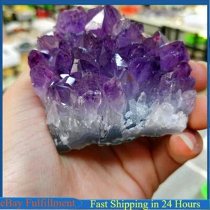 Natural Amethyst Crystal Cluster Quartz Druzy Geode Rough Gemstone Mineral Reiki - Picture 1 of 18