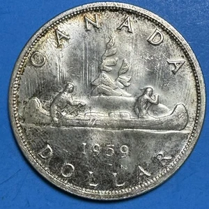 1959 Silver Dollar Canada $1 Queen Elizabeth (#CB-1-1-9) - Imagen 1 de 2