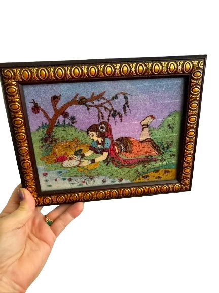 Pintura de piedras preciosas reales Sunish Maru India 10 + piedras reales de varios colores 9,5" Foto 1 de 4