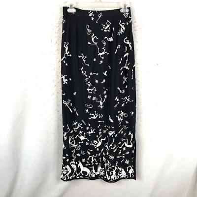 Saia David Dart Feminina Pequena Preta Branca Arte para Usar Resort Tribal Primitivo - Imagem 1 de 4