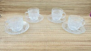 Vtg Luminarc Cristal D'Arques Durand Crystal ANTIQUE Snack Set (6 Sets) - Picture 1 of 4