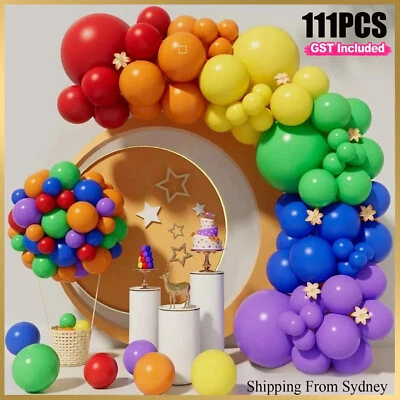 111pcs Rainbow Balloons Arch Kit Set Birthday Wedding Party Garland AU - image 1 of 4