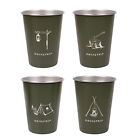 4pcs Water Cup Printing Reusable Practical Reliable Beer Mug 350ml Army Green