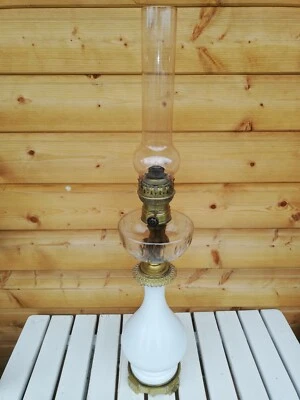 Grande Lampe a pétrole ancienne Opaline/cristal? Baccarat? Old Oil lamp - Photo 1/4