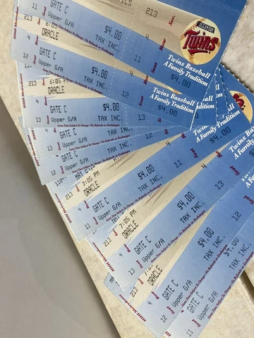 Minnesota Twins FULL Ticket Stub | May 23rd 24th 25th 1997 * YOU PICK the SEAT Cover