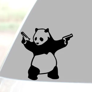 PANDA BEAR WITH GUNS Vinyl Decal Sticker Car Window Wall Bumper FUNNY BANKSY ART - Picture 1 of 6
