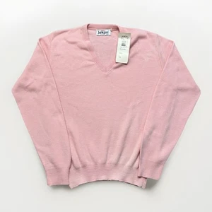 Vintage Jantzen V Neck Sweater Womens L Pink Orlon Acrylic NWT 70s 80s - Picture 1 of 6